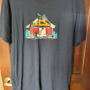 Smartwool Men's Tee - Navy with Red and Teal Design